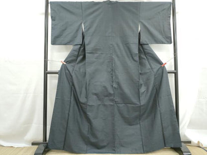 平和屋着物■上質な紬　格子文　正絹　逸品　DABH1272qa