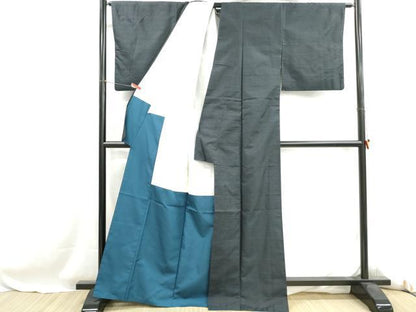 平和屋着物■上質な紬　格子文　正絹　逸品　DABH1272qa