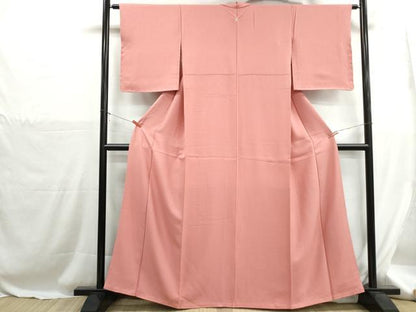 平和屋着物■上質な色無地　霞地紋　薄紅色　正絹　逸品　DABH1275qa