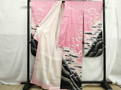 平和屋着物■豪華振袖　霞舞蝶文　暈し染め　正絹　逸品　DABH1276qa