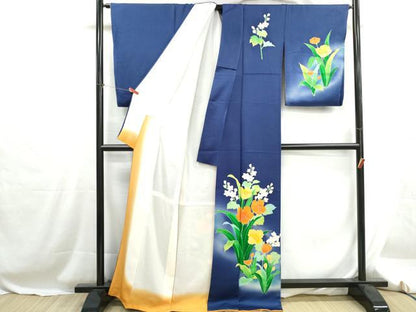 平和屋着物■訪問着　草花文　暈し染め　正絹　逸品　DABH1278qa