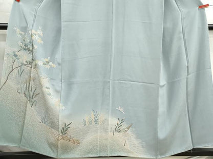 平和屋着物■訪問着　友禅　流水飛鳥文　舟　暈し染め　正絹　逸品　DABH1280qa