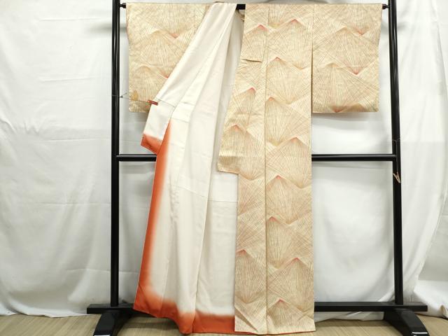 平和屋着物■上質な小紋　松葉文　正絹　逸品　DABH1281qa