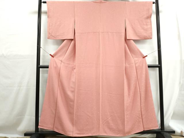 平和屋着物■上質な色無地　小花尽くし地紋　紅梅色　正絹　逸品　DABH1282qa