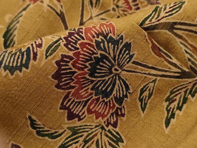 平和屋着物■上質な小紋　紬地　型染め　更紗花文　正絹　逸品　DABH1287qa