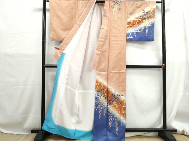 平和屋着物■訪問着　藤花房文　暈し染め　金彩　洗える着物　DABH1292qa