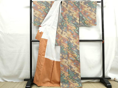 平和屋着物■小紋　道長花文　洗える着物　DABH1293qa