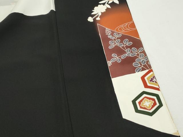 平和屋着物■豪華黒留袖　駒刺繍　流水枝梅文　暈し染め　金彩　正絹　逸品　DABH1299qa