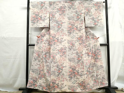 平和屋着物■上質な小紋　風景花文　金彩　正絹　逸品　DABH1301qa