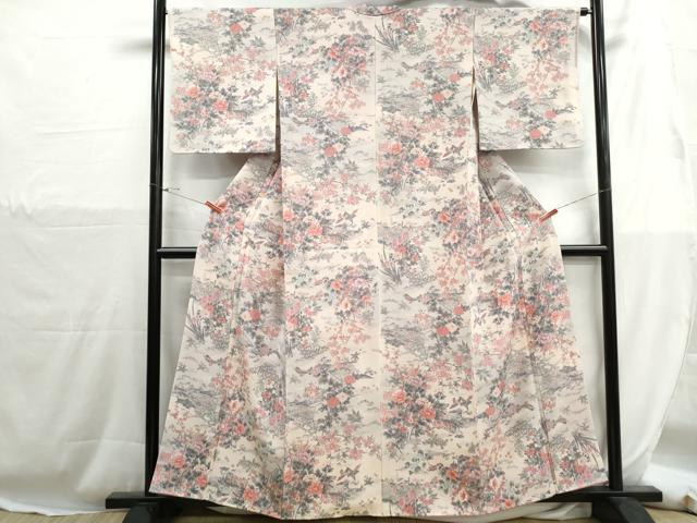 平和屋着物■上質な小紋　風景花文　金彩　正絹　逸品　DABH1301qa