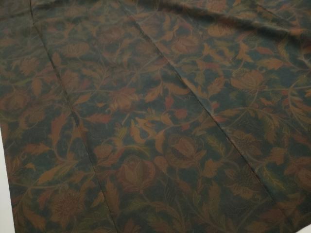 平和屋着物■上質な小紋　更紗花唐草文　鬼しぼ縮緬　正絹　逸品　DABH1302qa