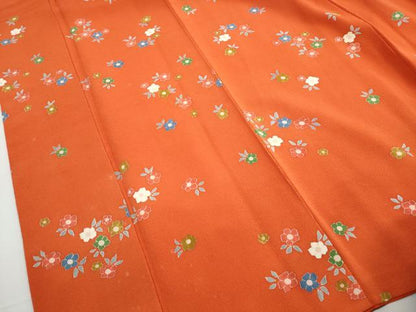 平和屋着物■上質な小紋　舞花文　鬼しぼ縮緬　正絹　逸品　DABH1305qa