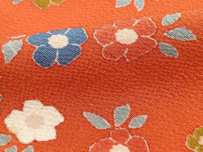 平和屋着物■上質な小紋　舞花文　鬼しぼ縮緬　正絹　逸品　DABH1305qa