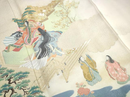 平和屋着物■豪華色留袖　寿光織　人物風景文　暈し染め　金糸　正絹　逸品　DABH1306qa