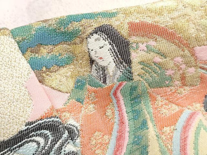 平和屋着物■豪華色留袖　寿光織　人物風景文　暈し染め　金糸　正絹　逸品　DABH1306qa