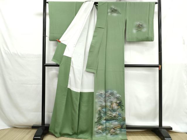 平和屋着物■訪問着　樹林風景文　暈し染め　金彩　鬼しぼ縮緬　正絹　逸品　DABH1307qa