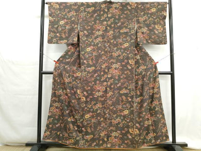 平和屋着物■上質な小紋　枝花文　藤花房　金彩　正絹　逸品　DABH1308qa