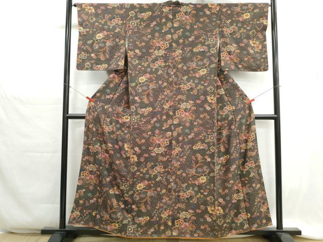 平和屋着物■上質な小紋　枝花文　藤花房　金彩　正絹　逸品　DABH1308qa