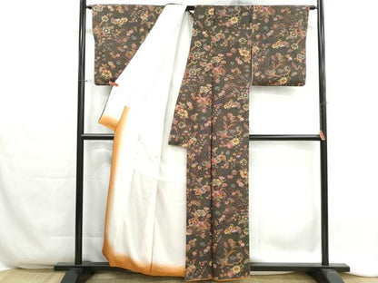 平和屋着物■上質な小紋　枝花文　藤花房　金彩　正絹　逸品　DABH1308qa