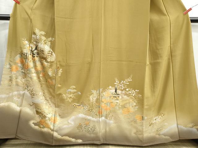 平和屋着物■豪華色留袖　地紙風景花文　暈し染め　金銀彩　正絹　逸品　DABH1310qa