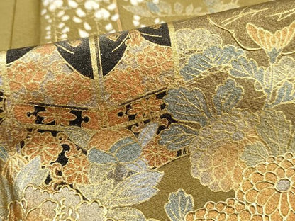 平和屋着物■豪華色留袖　地紙風景花文　暈し染め　金銀彩　正絹　逸品　DABH1310qa