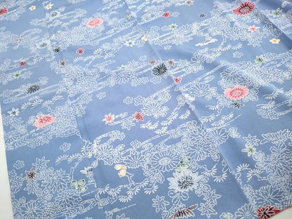 平和屋着物■上質な小紋　型染め　流水花文　正絹　逸品　DABH1313qa