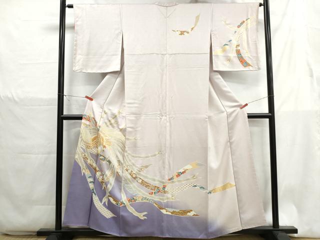 平和屋着物■訪問着　駒刺繍　鬘帯鳳凰花文　暈し染め　金彩　正絹　逸品　DABH1316qa