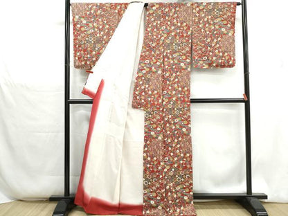平和屋着物■上質な小紋　切嵌花蝶文　金彩　正絹　逸品　DABH1319qa