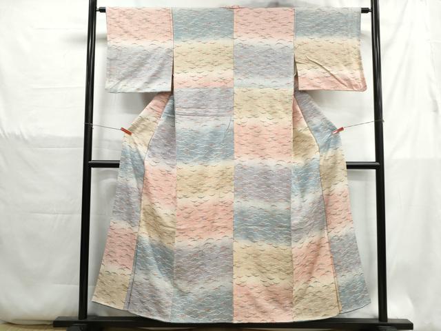 平和屋着物■上質な小紋　雪芝文　暈し染め　金彩　正絹　逸品　DABH1320qa
