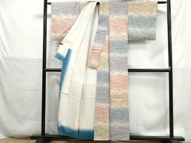 平和屋着物■上質な小紋　雪芝文　暈し染め　金彩　正絹　逸品　DABH1320qa