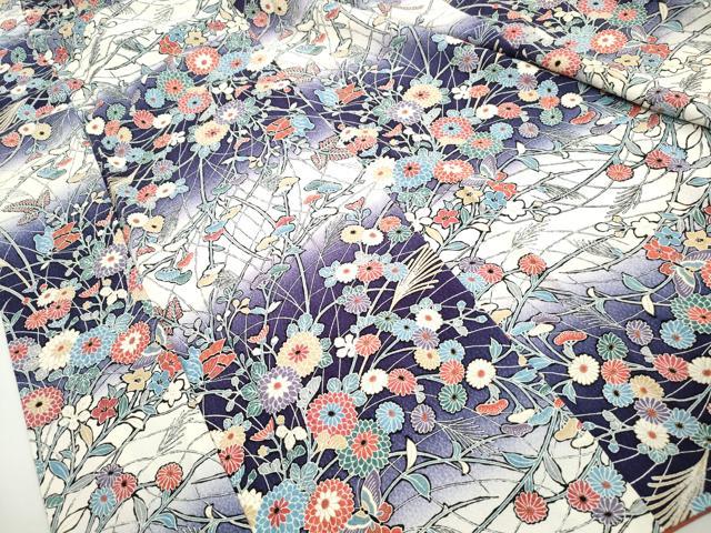 平和屋着物■上質な小紋　花蝶文　暈し染め　金彩　正絹　逸品　DABH1323qa