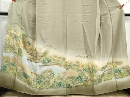 平和屋着物■豪華色留袖　樹林風景文　暈し染め　金彩　正絹　逸品　DABH1330qa