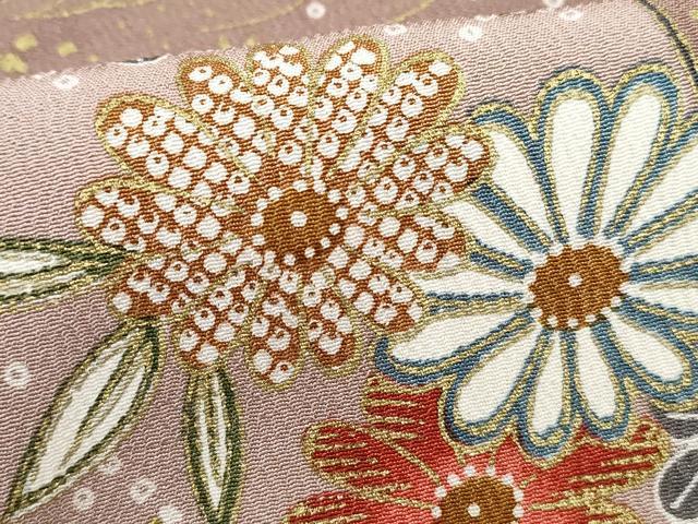 平和屋着物■上質な小紋　よろけ縞花文　暈し染め　金彩　正絹　逸品　DABH1332qa