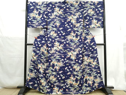 平和屋着物■上質な小紋　松竹梅　舟　正絹　逸品　DABH1334qa