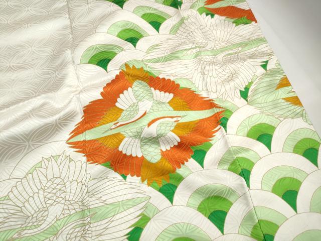 平和屋着物■豪華振袖　駒刺繍　双鶴青海波文　金彩　正絹　逸品　DABH1340qa