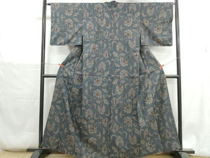 平和屋着物■本場大島紬　7マルキ　更紗花文　正絹　逸品　DABH1342qa