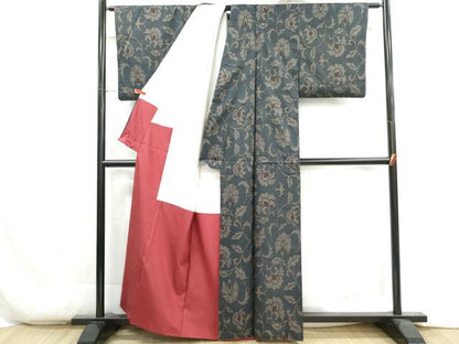 平和屋着物■本場大島紬　7マルキ　更紗花文　正絹　逸品　DABH1342qa