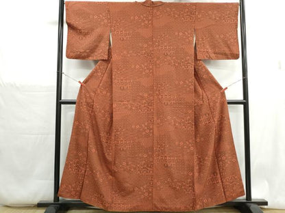 平和屋着物■上質な小紋　雲取り更紗花文　正絹　逸品　DABH1344qa