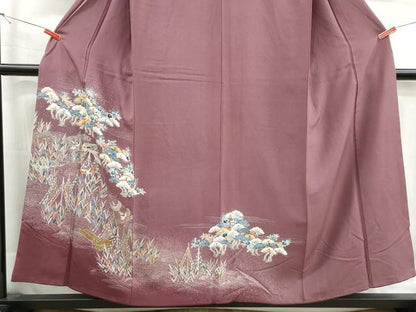 平和屋着物■訪問着　花鳥浜松文　舟　金彩　正絹　逸品　DABH1347qa
