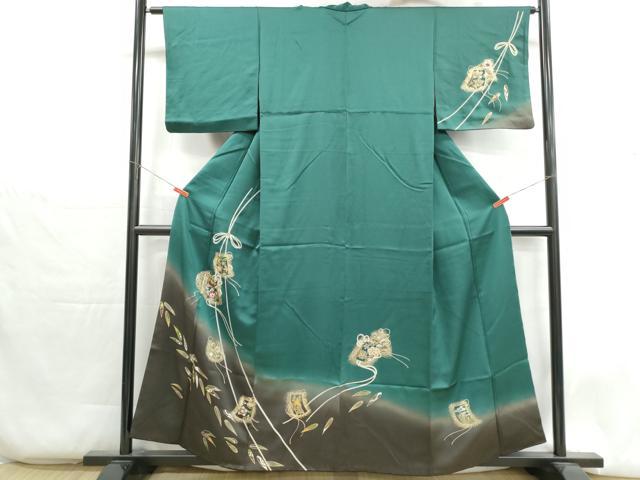 平和屋着物■訪問着　短冊　笹葉文　暈し染め　金彩　松坂屋扱い　正絹　逸品　DABH1349qa