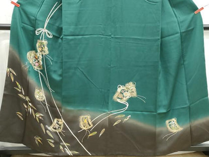 平和屋着物■訪問着　短冊　笹葉文　暈し染め　金彩　松坂屋扱い　正絹　逸品　DABH1349qa