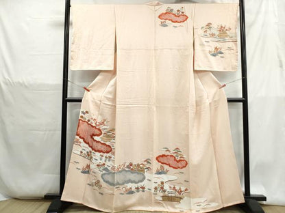 平和屋着物■訪問着　絞り　雲取り風景花文　金彩　正絹　逸品　DABH1352qa
