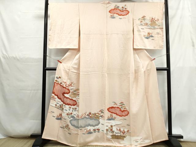 平和屋着物■訪問着　絞り　雲取り風景花文　金彩　正絹　逸品　DABH1352qa