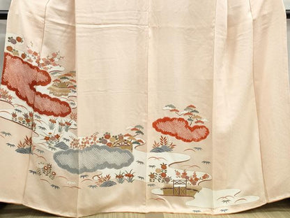 平和屋着物■訪問着　絞り　雲取り風景花文　金彩　正絹　逸品　DABH1352qa
