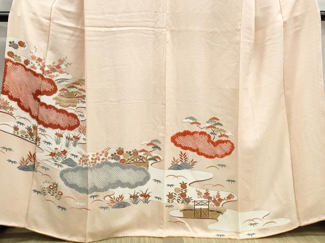 平和屋着物■訪問着　絞り　雲取り風景花文　金彩　正絹　逸品　DABH1352qa