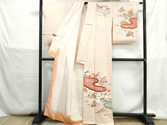 平和屋着物■訪問着　絞り　雲取り風景花文　金彩　正絹　逸品　DABH1352qa