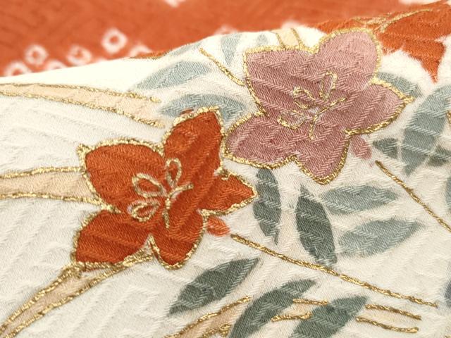平和屋着物■訪問着　絞り　雲取り風景花文　金彩　正絹　逸品　DABH1352qa
