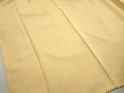 平和屋着物■上質な色無地　舞蝶地紋　卵色　正絹　逸品　DABH1353qa