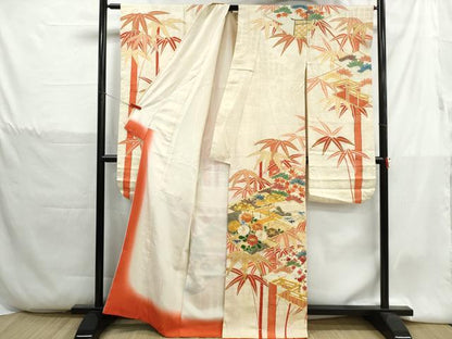 平和屋着物■豪華振袖　駒刺繍　風景花文　松竹梅　金彩　正絹　逸品　DABH1354qa