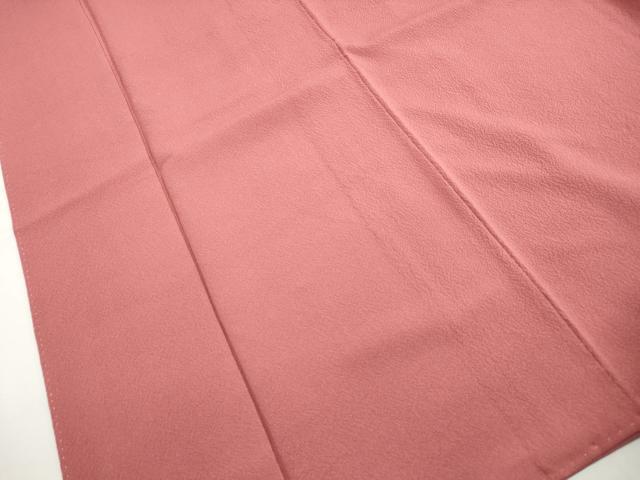 平和屋着物■ファッションデザイナー 花井幸子　色無地　霞地紋　鬼しぼ縮緬　甚三紅色　正絹　逸品　DABH1356qa